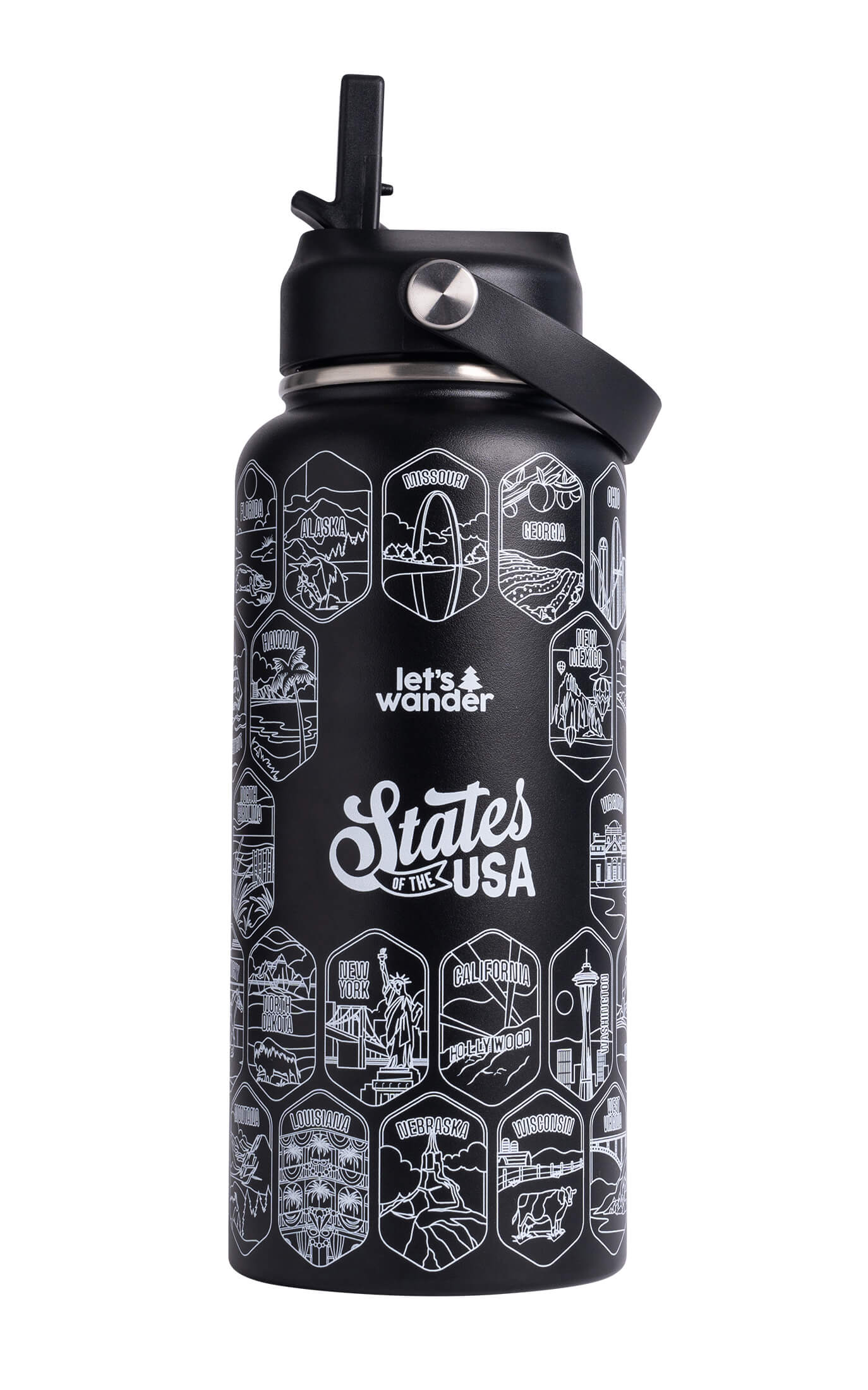 Lets Wander™ 50 States Of The USA Water Bottle + Stickers - Image 13