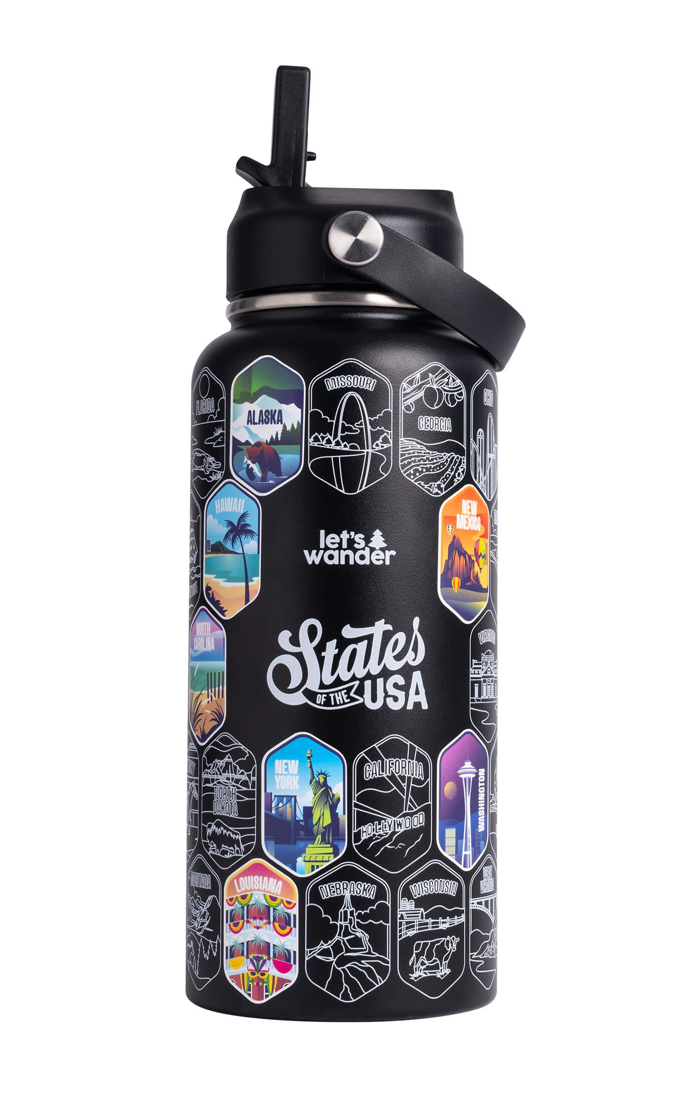 Lets Wander™ 50 States Of The USA Water Bottle + Stickers - Image 15
