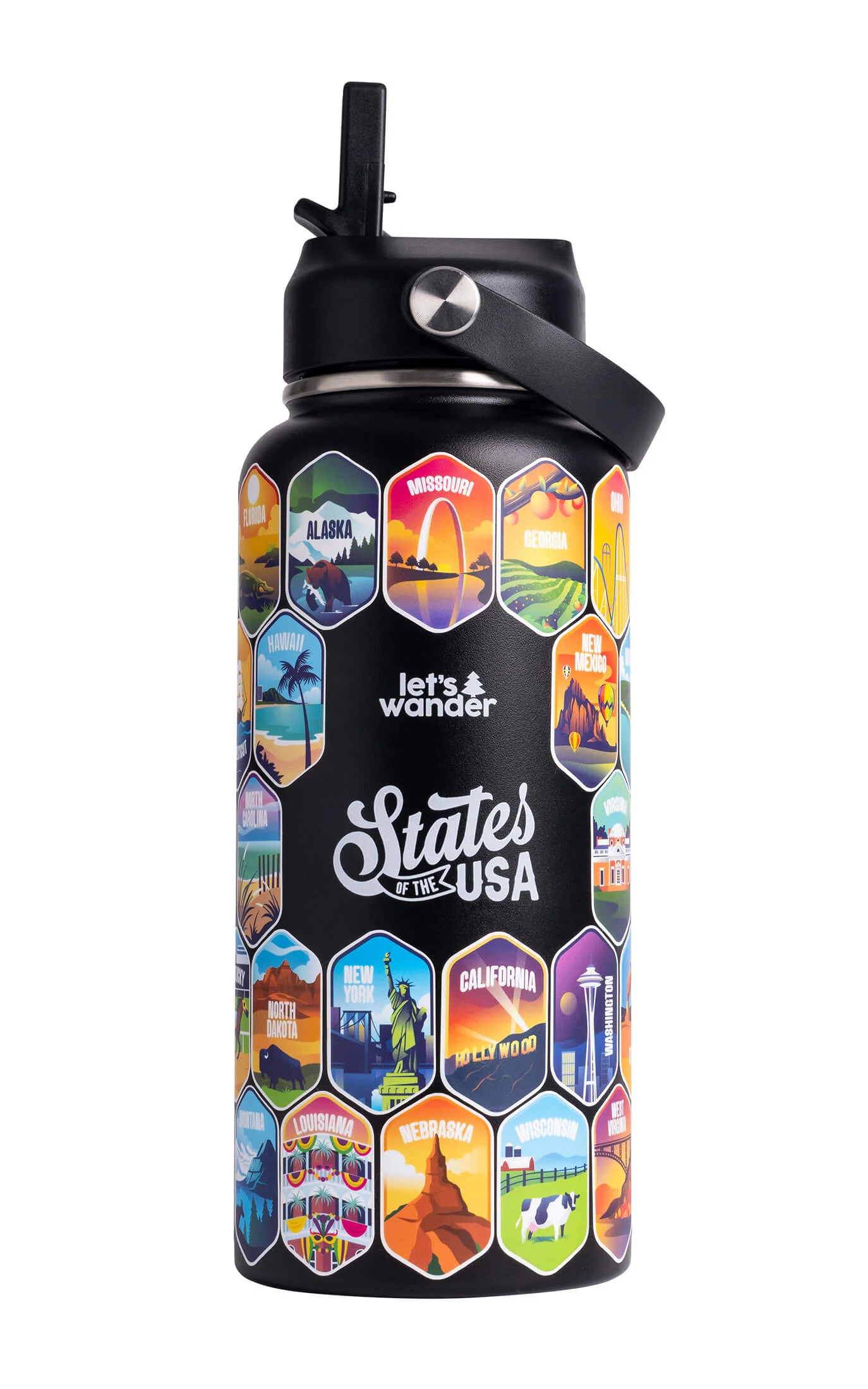 Lets Wander™ 50 States Of The USA Water Bottle + Stickers - Image 17