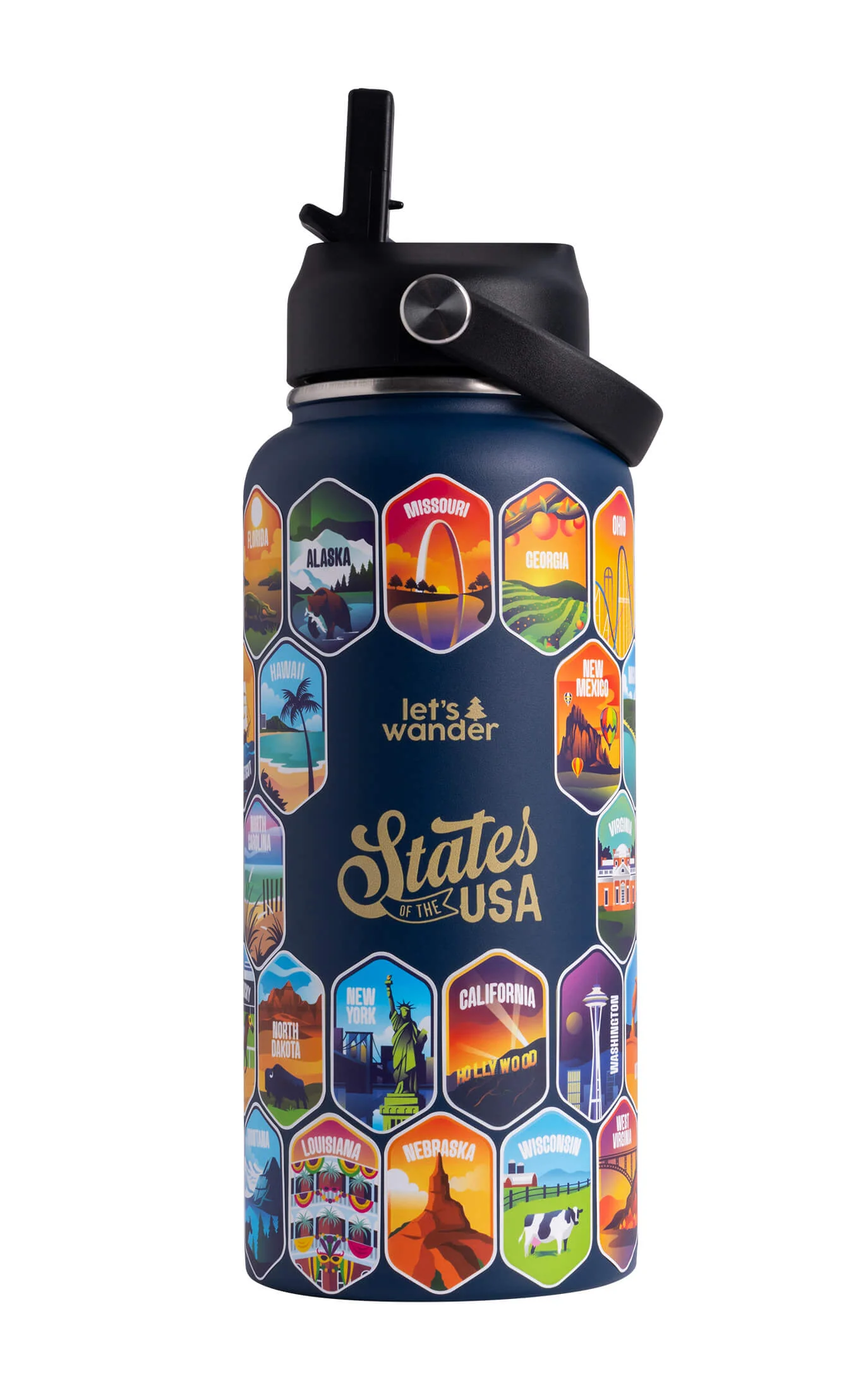 Lets Wander™ 50 States Of The USA Water Bottle + Stickers - Image 26