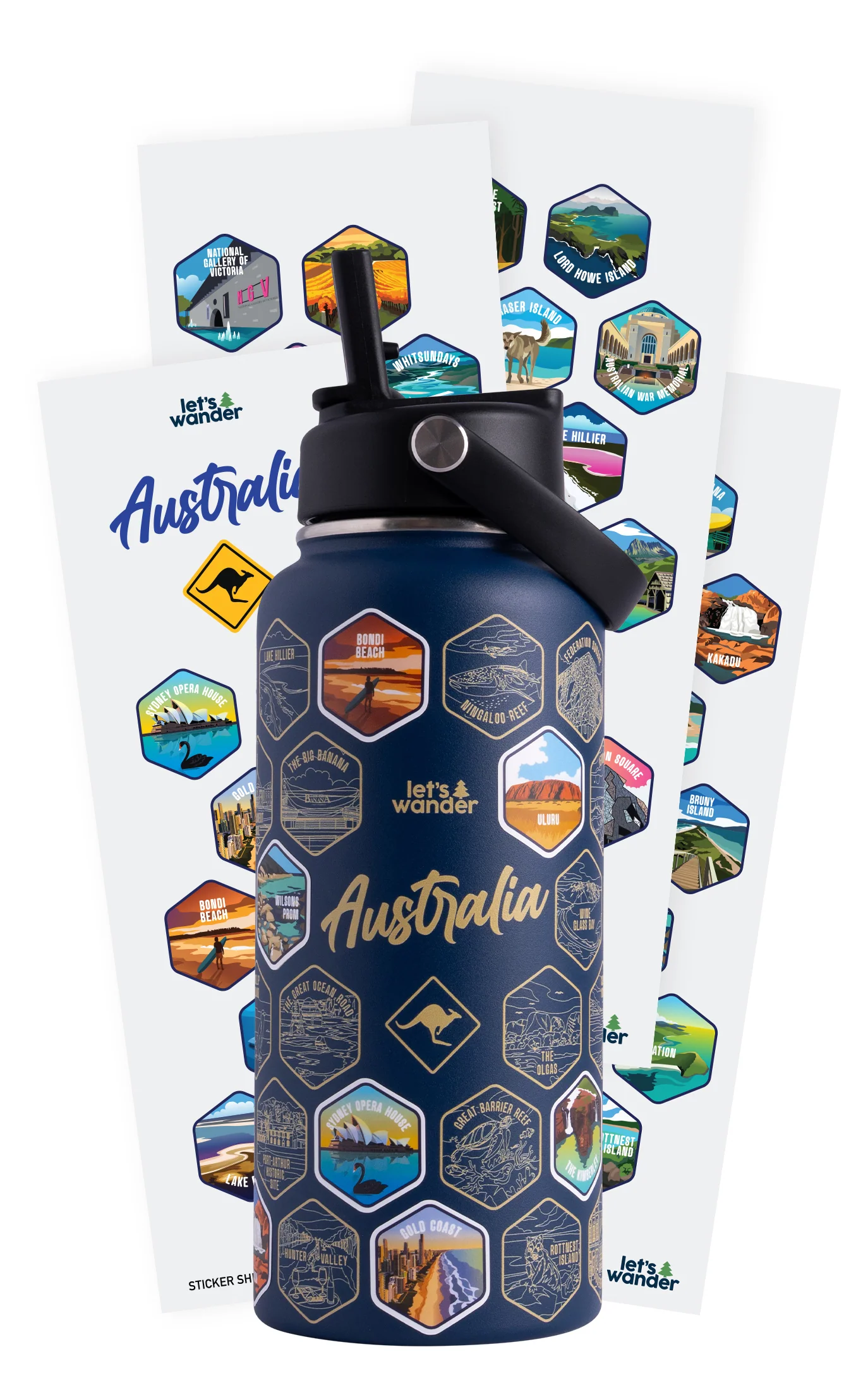 Australia Water Bottle + Sticker Set - Image 11