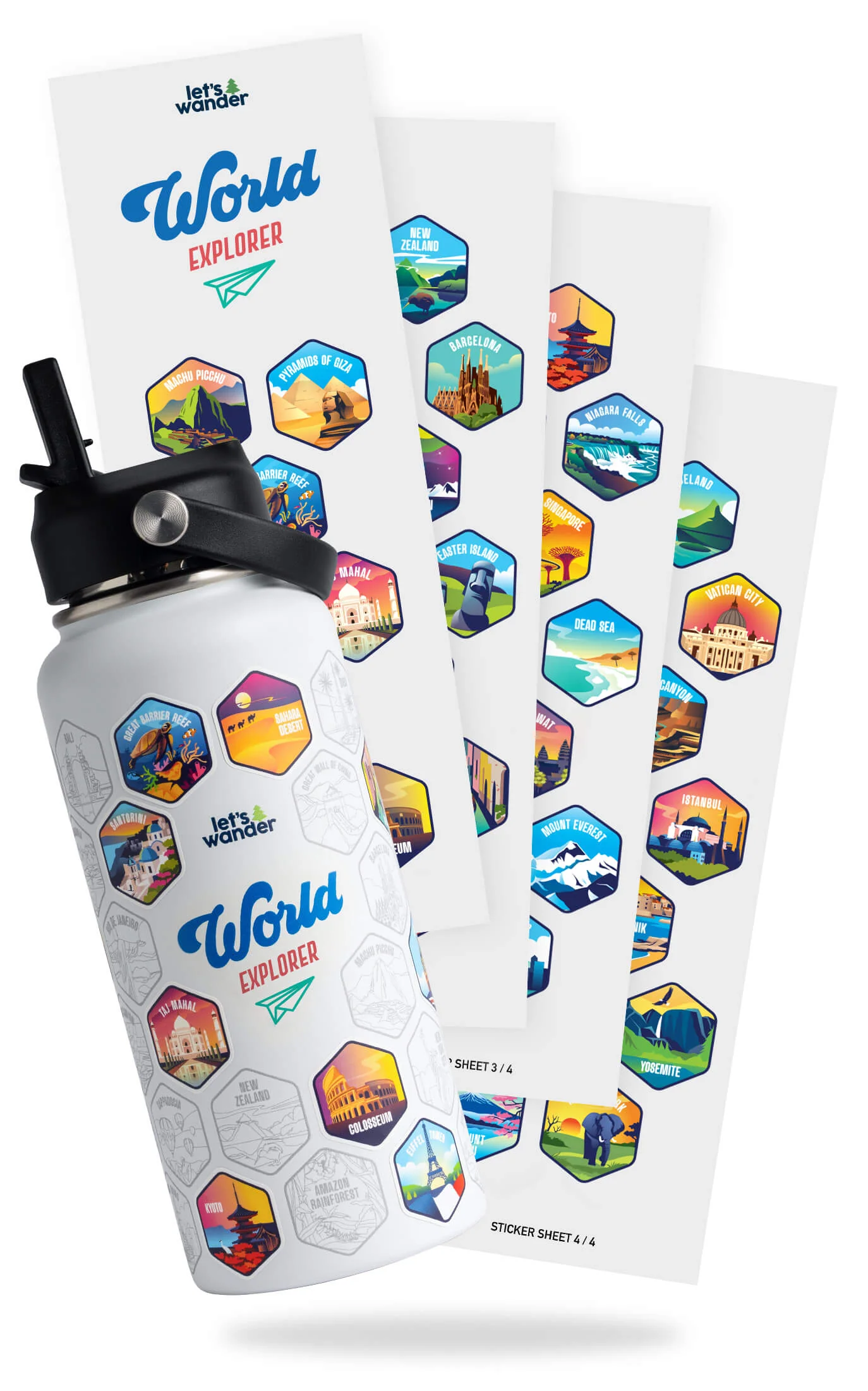 Lets Wander™ World Explorer Water Bottle + Sticker Set - Image 11
