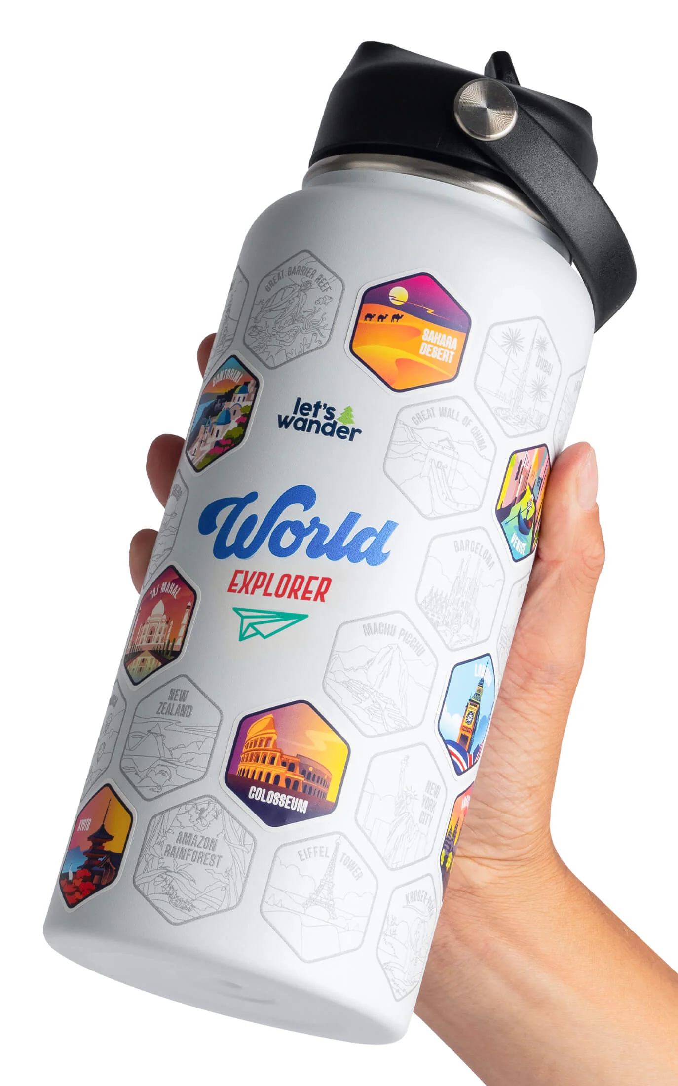 Lets Wander™ World Explorer Water Bottle + Sticker Set - Image 13