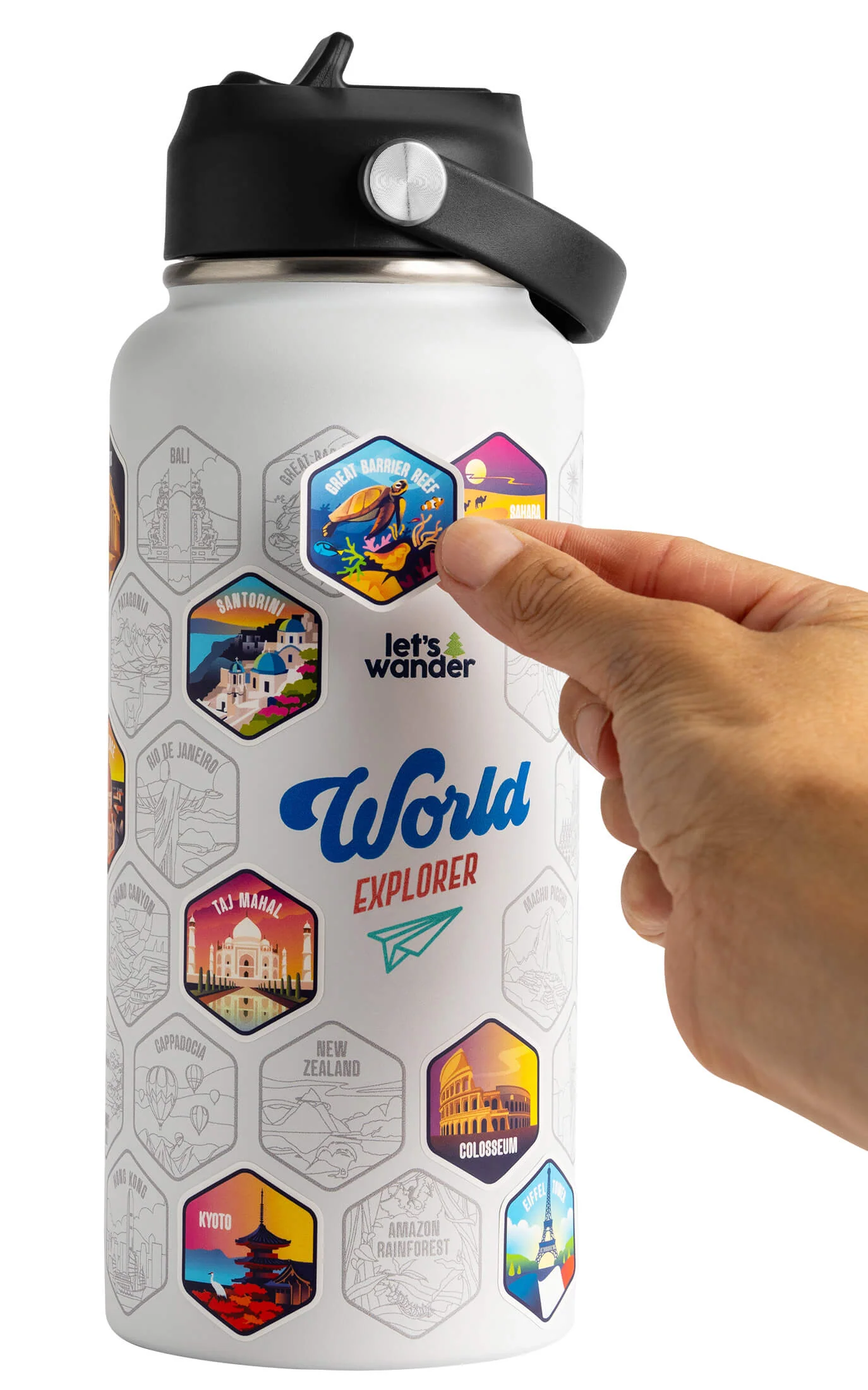 Lets Wander™ World Explorer Water Bottle + Sticker Set - Image 14