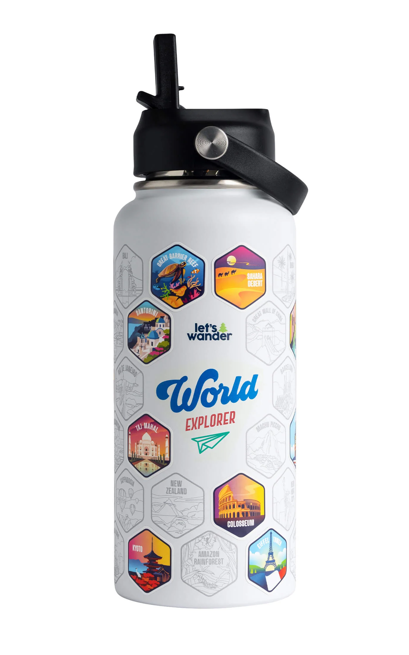 Lets Wander™ World Explorer Water Bottle + Sticker Set - Image 17