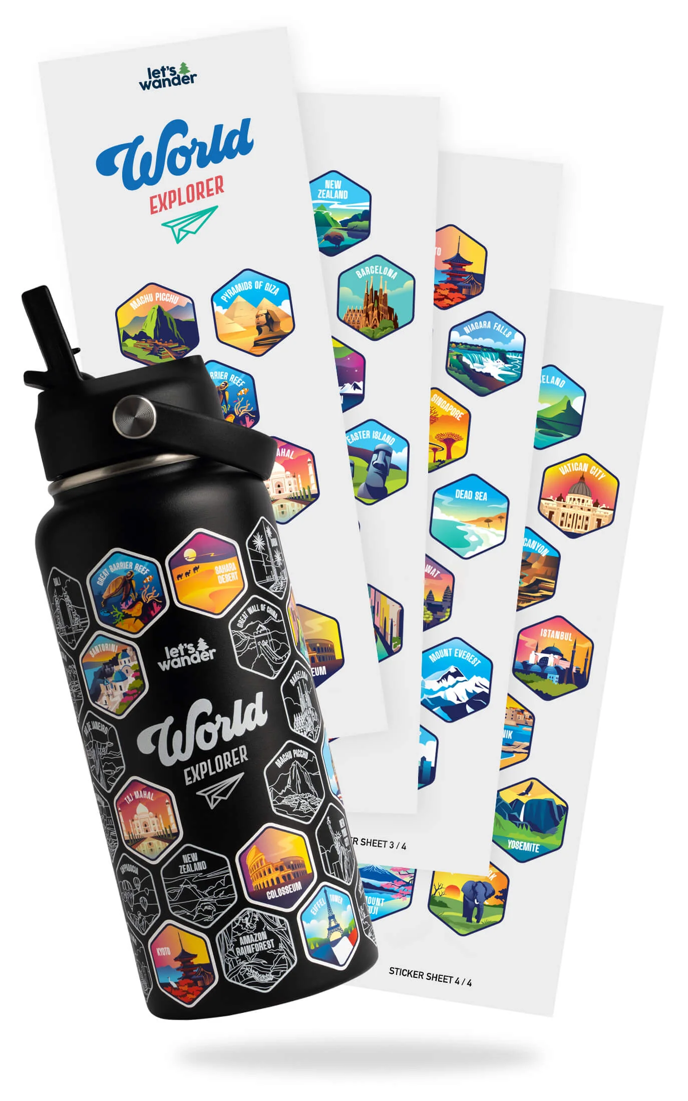 Lets Wander™ World Explorer Water Bottle + Sticker Set - Image 20