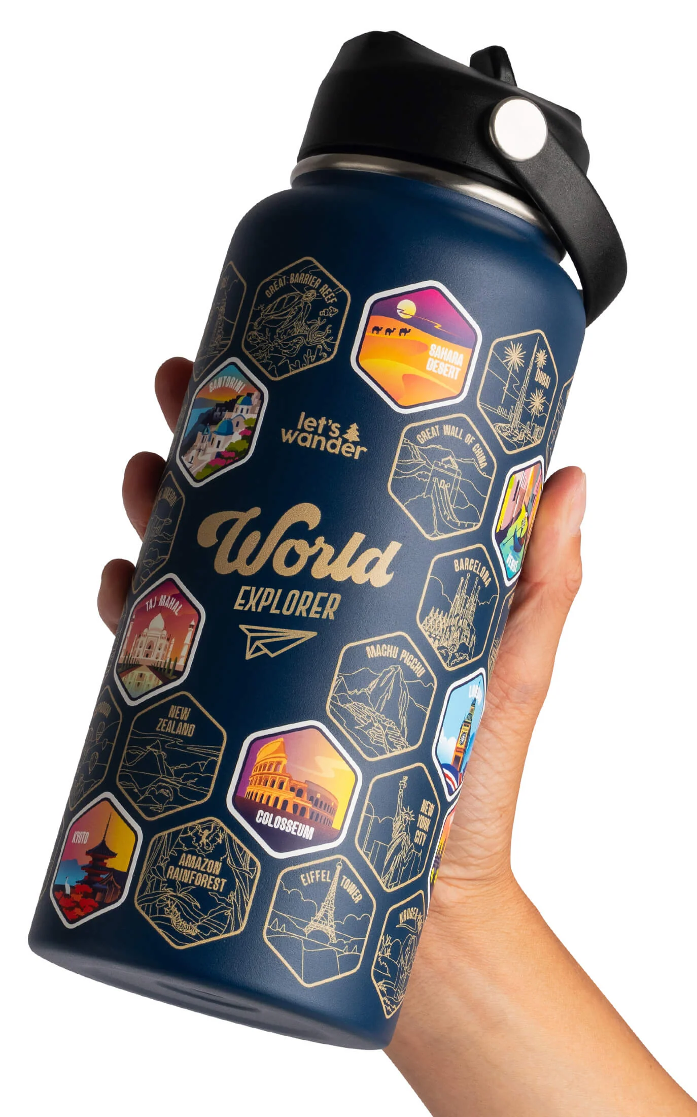Lets Wander™ World Explorer Water Bottle + Sticker Set - Image 4