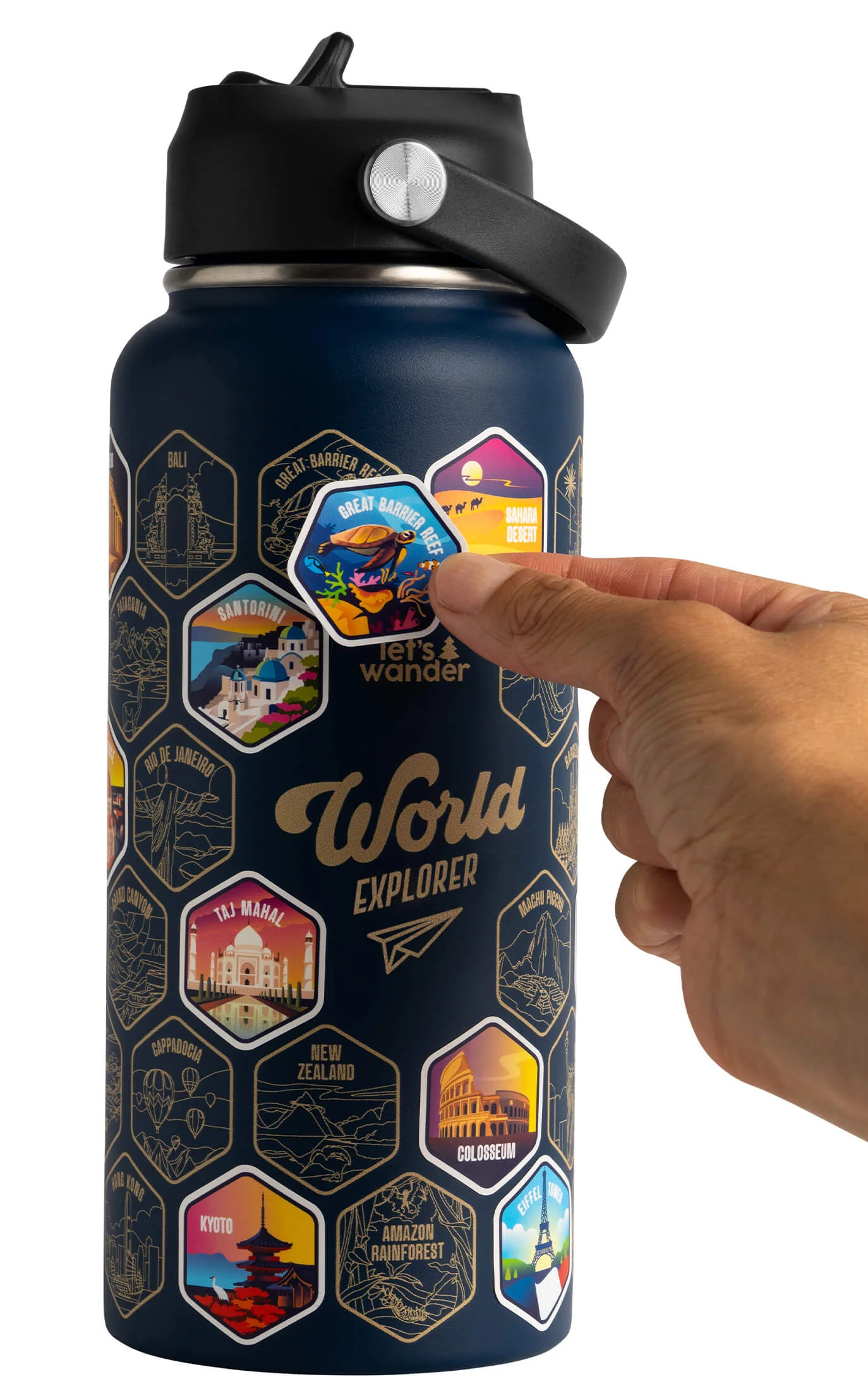 Lets Wander™ World Explorer Water Bottle + Sticker Set - Image 5