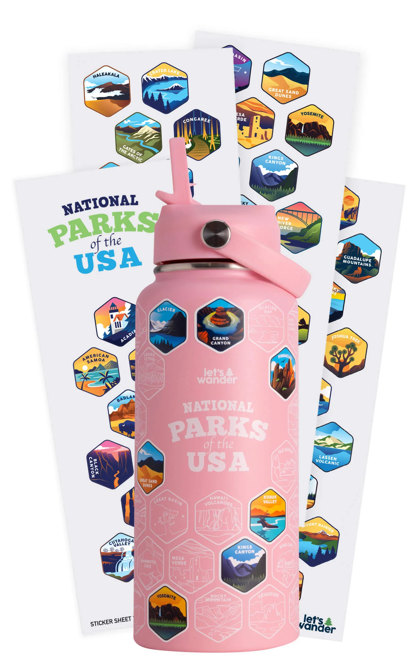 Lets Wander™ National Parks Water Bottle + Stickers - Image 32
